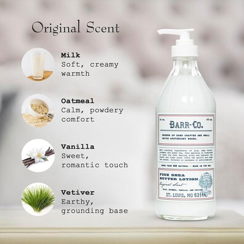 BARR-CO. Shea Butter Lotion - Tranquil Milky Scent with Oat, Vanilla & Vetiver | 16 fl oz for Sensitive Skin