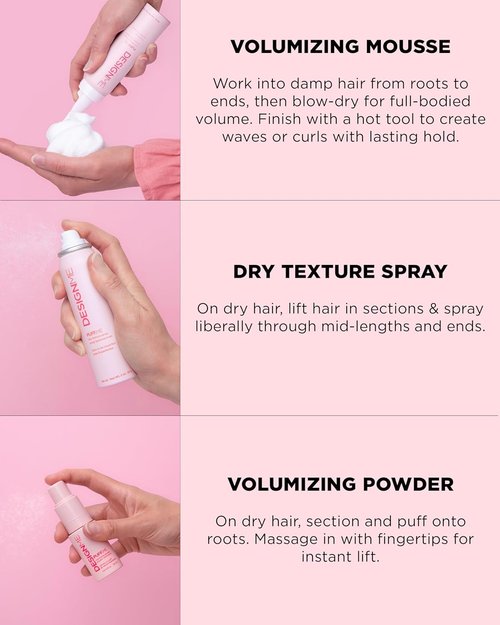 DESIGNME Cloud 9 Volume Kit - Hair Mousse, Dry Texture Spray & Volumizing Powder | Boost Volume & Fullness for All Hair Types