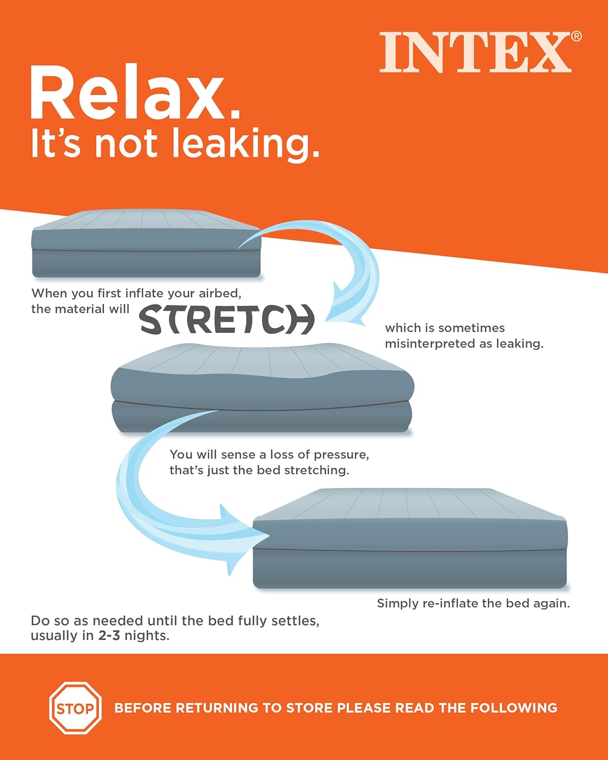 Intex Dura-Beam Twin Air Mattress - Fiber-Tech Construction - 10-Inch Height - 300lb Capacity