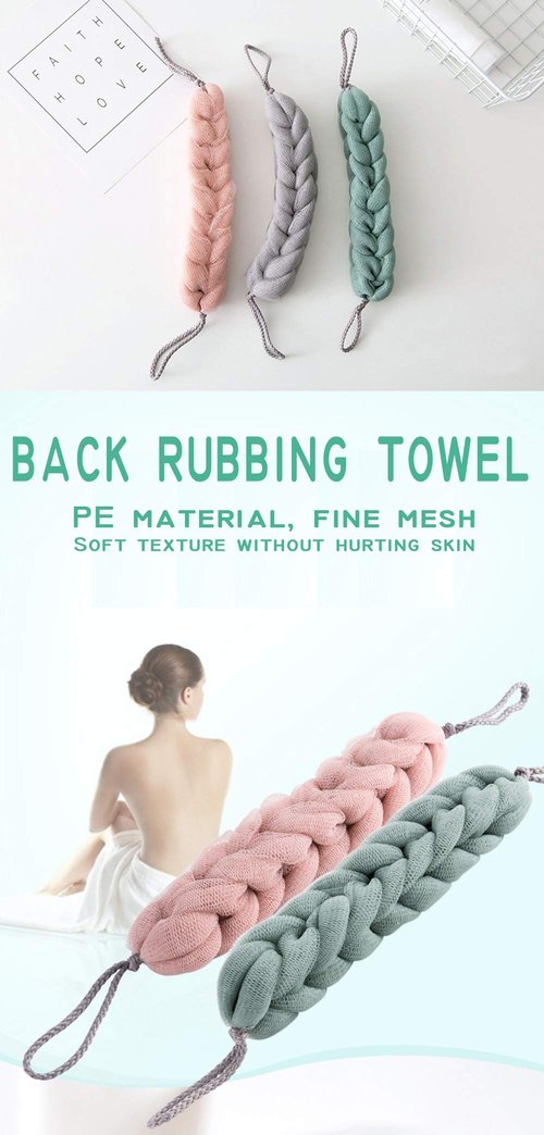 AARainbow 4 Packs Long Stretch Back Sponge with Rope Handles Back Scrubber Bath Shower Mesh Sponge Exfoliating Body Scrub Stretch Braided Loofah for Men and Women(2 Gray+2 Green)