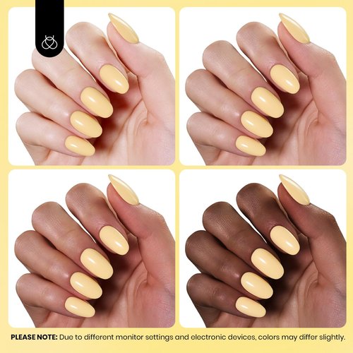 Beetles Pastel Yellow Gel Polish, 15ML Hema Free Light Yellow Gel Nail Polish Butter Time All Season Nails Soak Off UV Colorful Bottle Nail Art Manicure Gift for Women