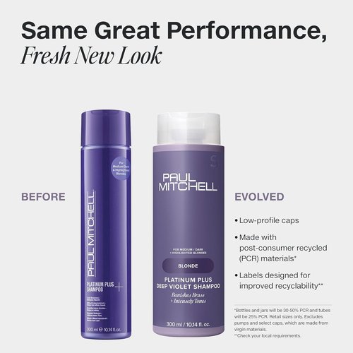 Paul Mitchell Platinum Plus Deep Violet Shampoo - Banish Brass, Intensely Tone Blonde & Gray Hair