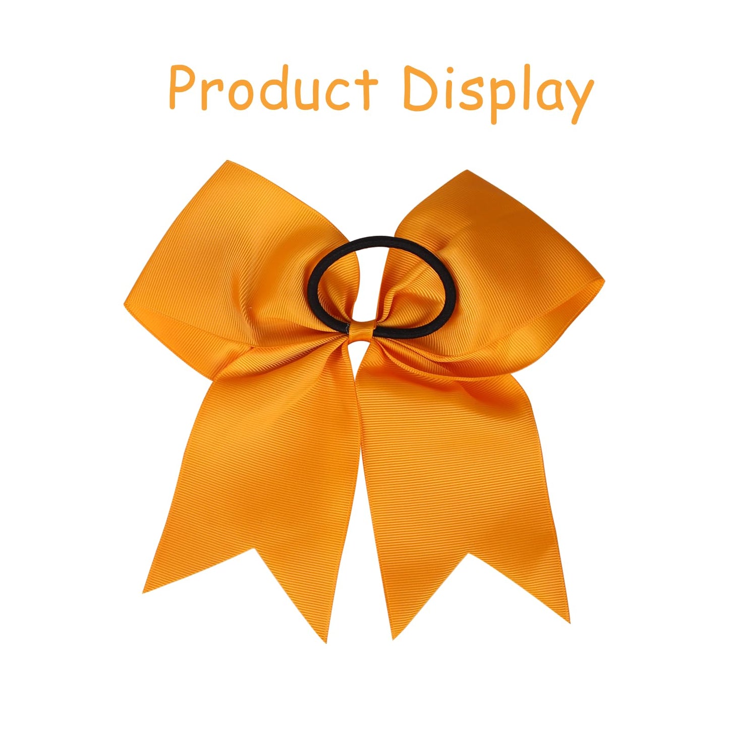 chiduerm 16Pcs Cheerleading Bows 8 Inch Large Cheer Hair Bows Grosgrain Ribbon Elastic Bands Handmade Ponytail Holder for Cheerleading Girls School College Sports (gold)