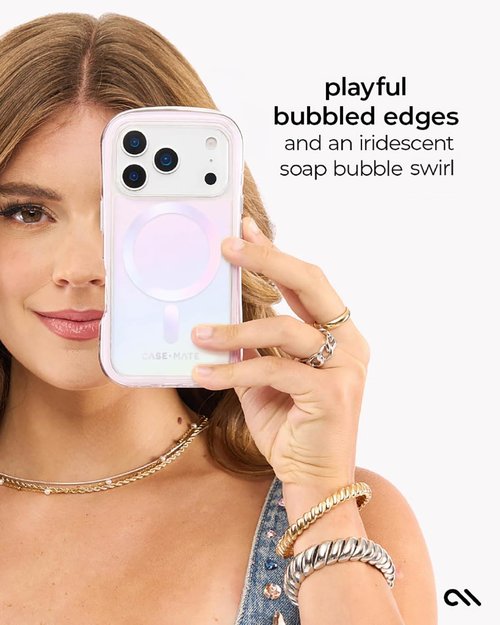Case-Mate Jelly Pop Soap Bubble iPhone 17 Pro Max Case - Stylish Iridescent Design with 16ft Drop Protection | MagSafe Compatible