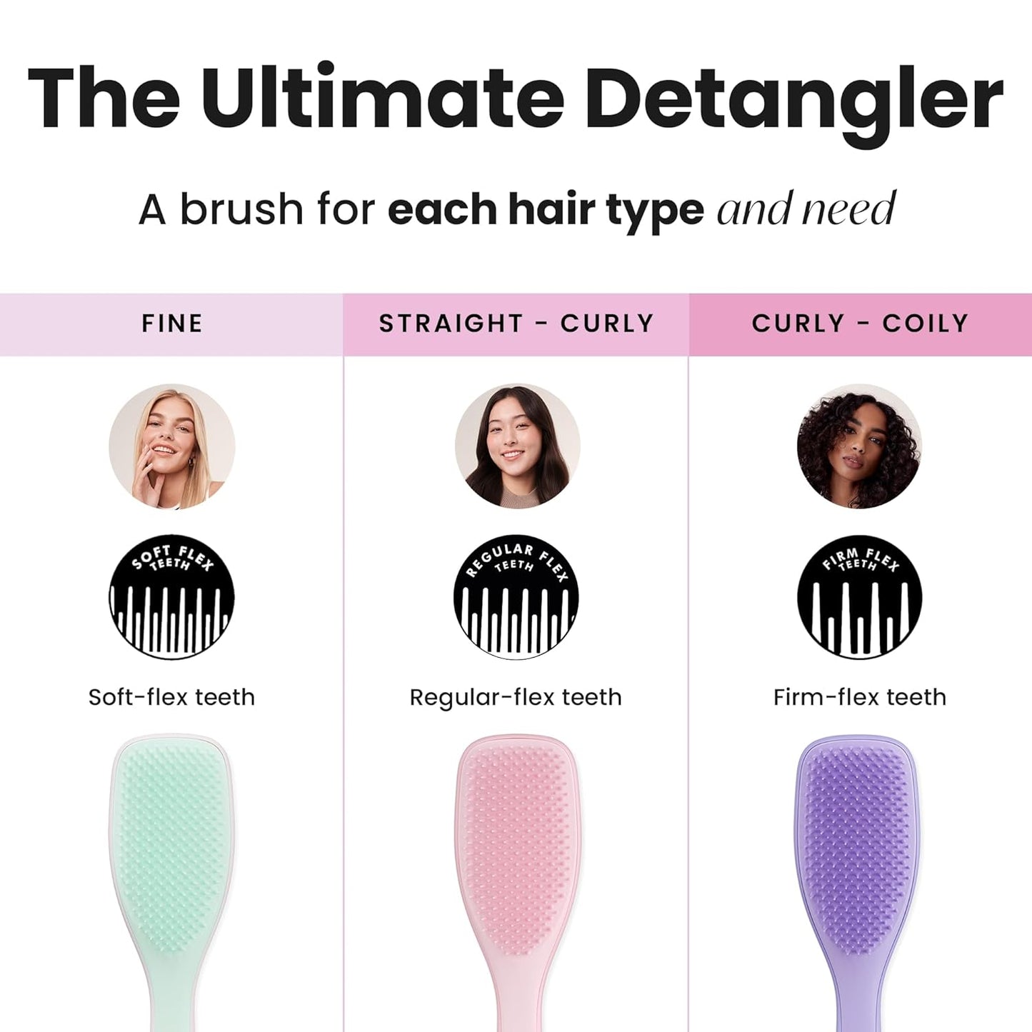 Tangle Teezer Ultimate Detangler Hairbrush Duo - Eliminates Knots & Reduces Breakage | Regular & Travel Size, Millennial Pink
