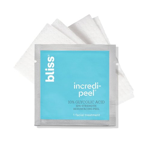Bliss Incredi-Peel Glycolic Facial Pads - 15 Ct Exfoliating & Brightening - Targets Fine Lines & Discoloration - Vegan & Cruelty-Free