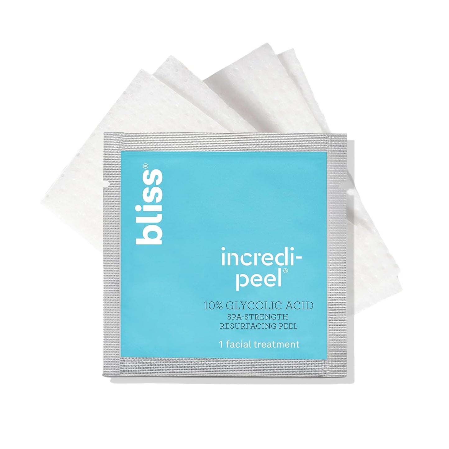 Bliss Incredi-Peel Glycolic Facial Pads - 15 Count - Exfoliating & Brightening for Fine Lines - Vegan & Travel-Friendly