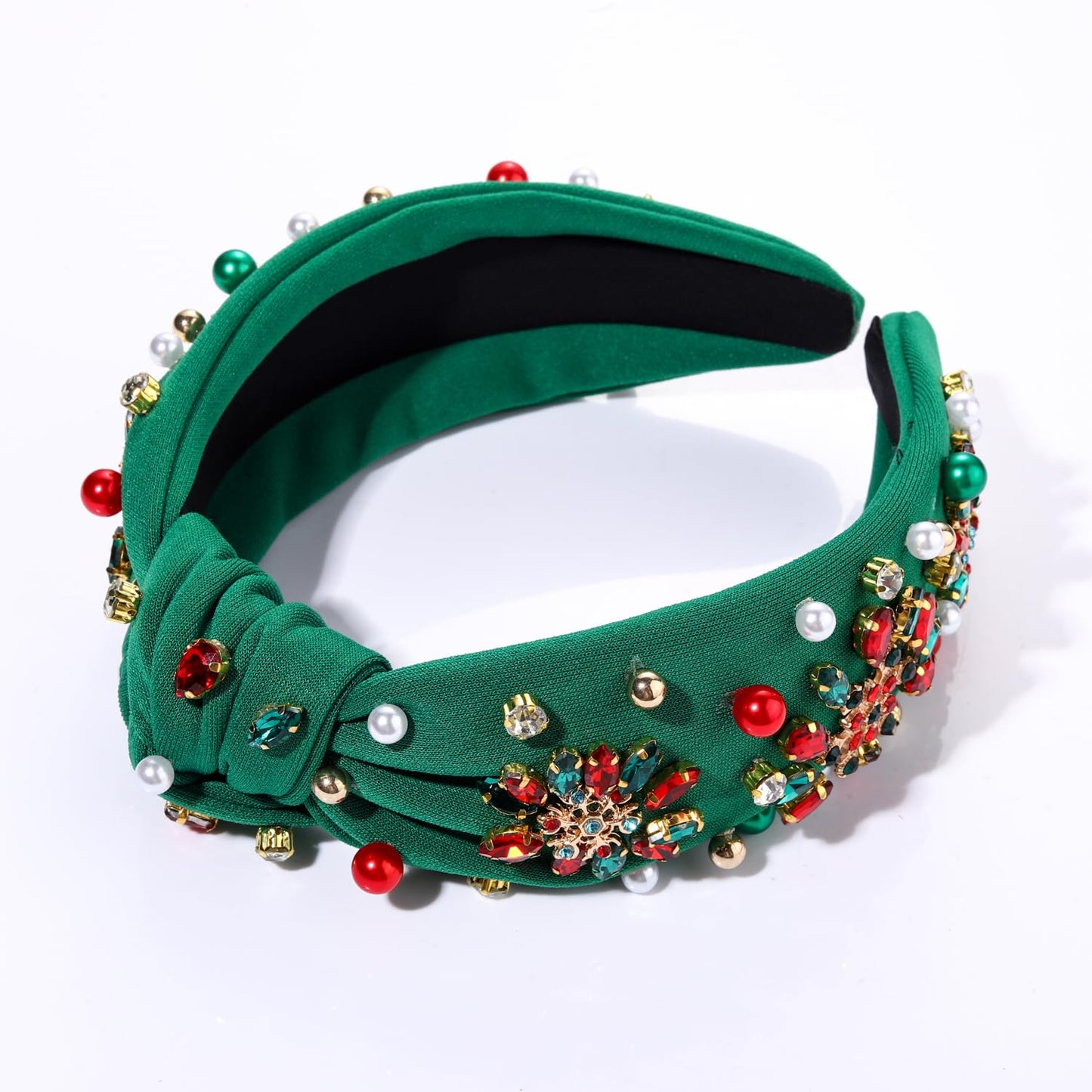 Christmas Holiday Headband for Women Christmas Accessories Cute Reindeer Snowflake Candy Cane Knotted Headband Red Green Beaded Rhinestone Pearl Wide Top Knot Headband Xmas Plaid Hairband Gifts