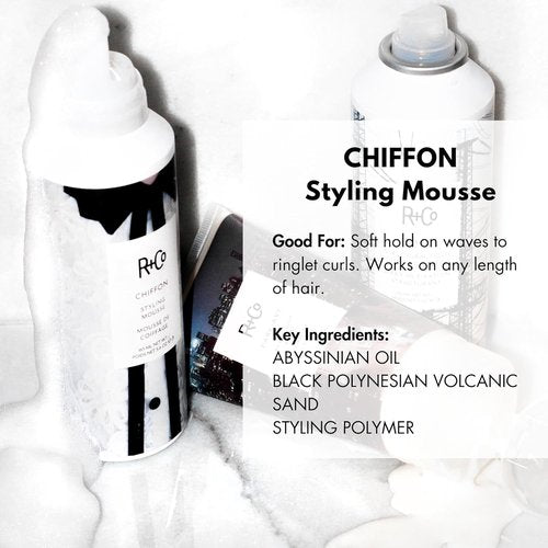 R+Co CHIFFON Styling Mousse - Lightweight Hair Foam for Volume & Texture | Suitable for All Hair Types