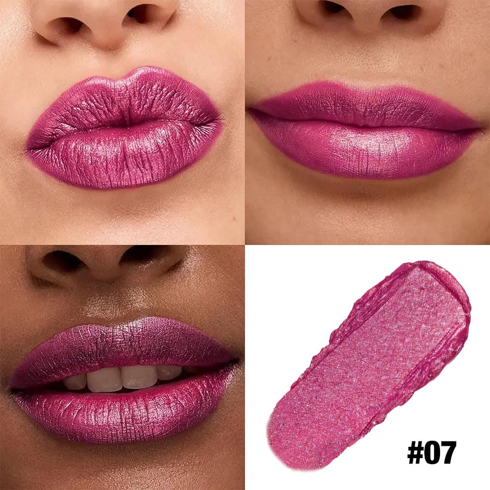 Skiennix Mauve Pink Shimmer Lipstick - Metallic 3D Shine, Lightweight Hydrating Formula, Long-Lasting Waterproof