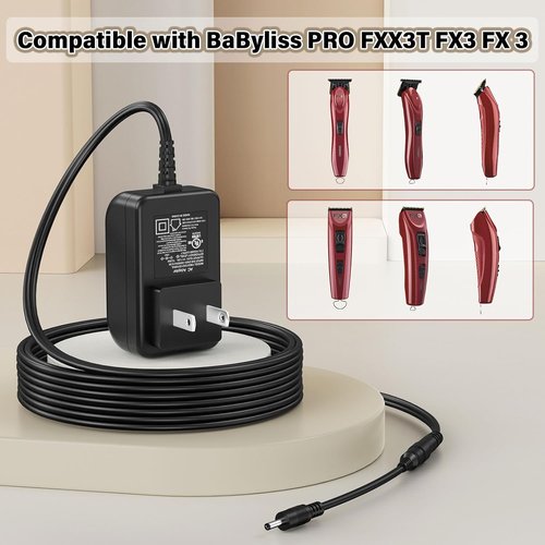BaByliss PRO FX3 Trimmer Charger - Replacement AC Adapter for Cordless Hair Trimmers | 12V Power Cord