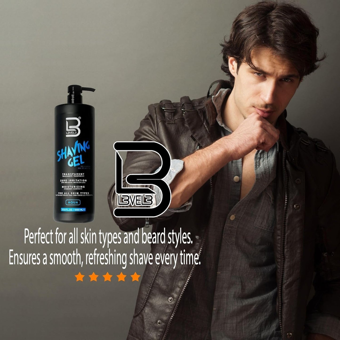 L3 - Level 3 Shaving Gel - Straight Razor Shave Gel - Non-Irritating - Refreshing Smell - No Hot Towel Necessary - Level Three Razor Gel (Aqua - Large)