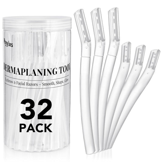 Skiennix Face Razors for Women - 32-Pack Dermaplane & Eyebrow Razor Set | 24 Long + 8 Short Blades for Gentle Exfoliation & Peach Fuzz Removal