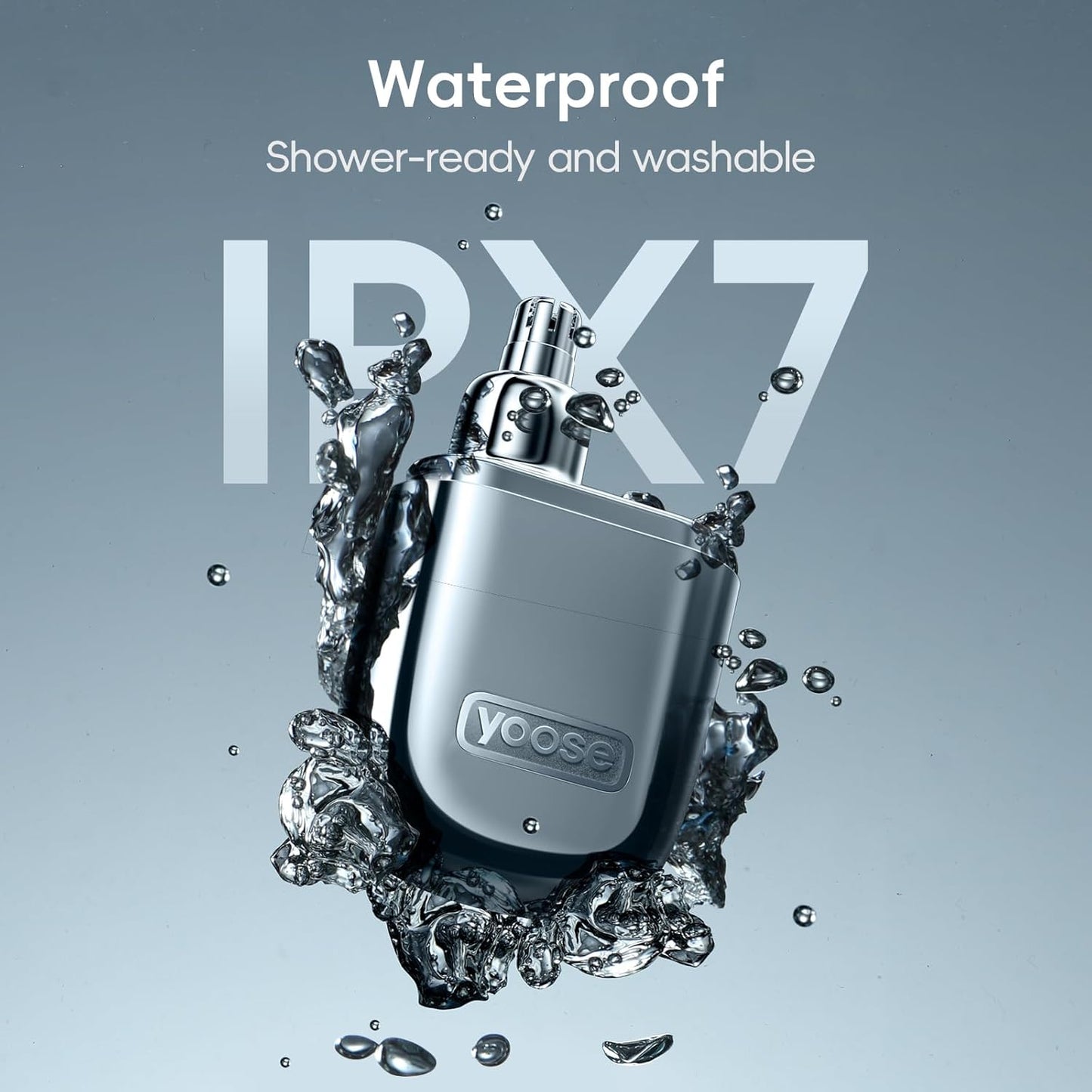 Yoose Nose Hair Trimmer - Rechargeable & Waterproof | Portable Travel Size, Easy to Clean, Silver