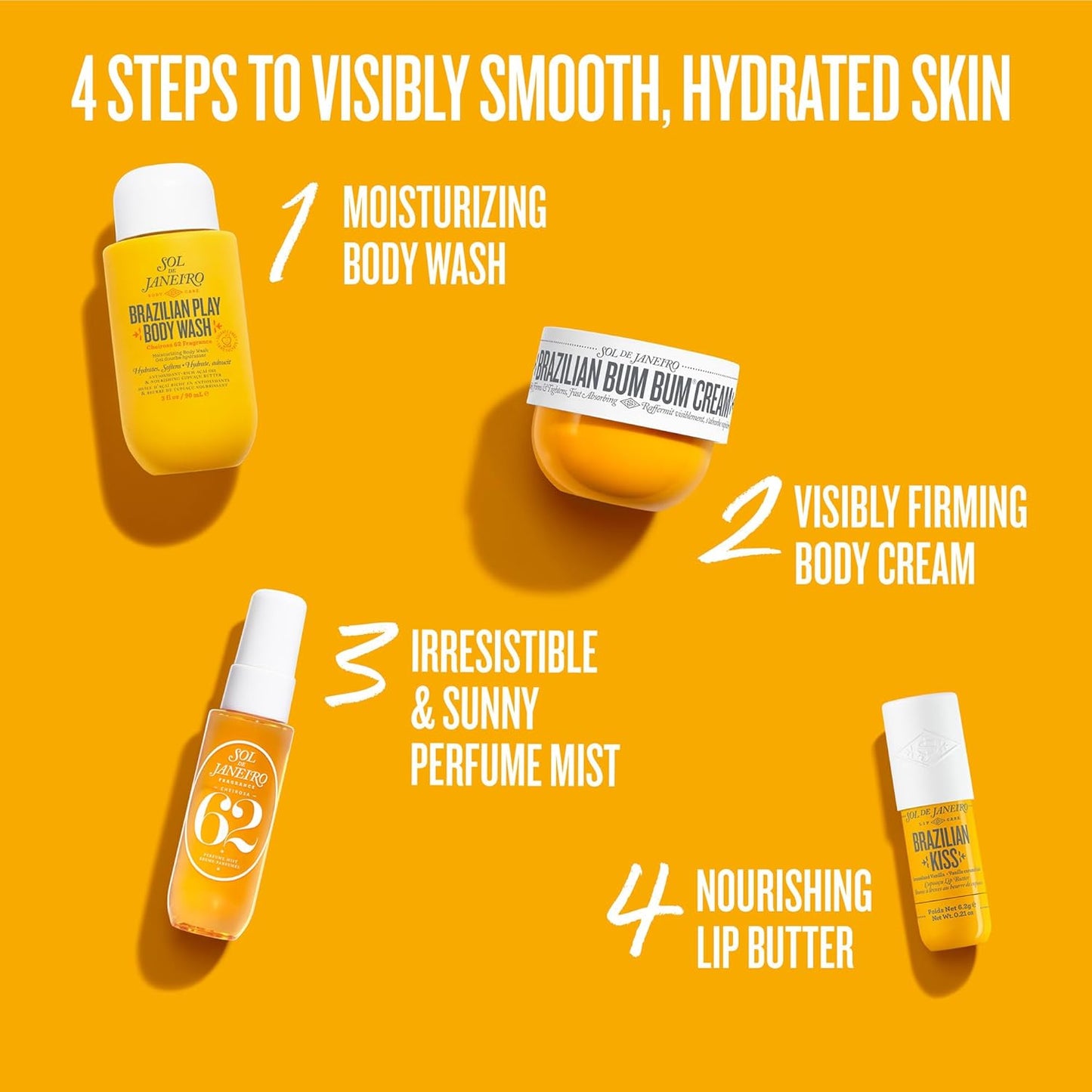 Sol de Janeiro Gift Set - Travel Size Smooth & Glow Body Routine | Includes Bum Bum Cream & More