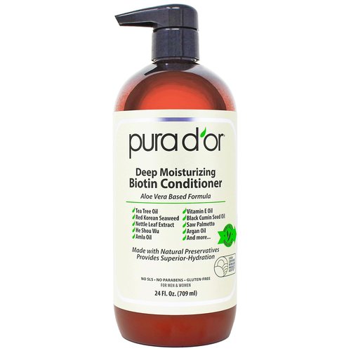 PURA D'OR Deep Moisturizing Biotin Conditioner - Thickens & Softens Dry, Frizzy Hair | 24oz