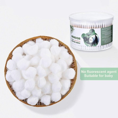 MONCOM Cotton Swabs - 500 Count Biodegradable Eco-Friendly Double Round Tips | Strong Wooden Sticks, 2.8 Inch