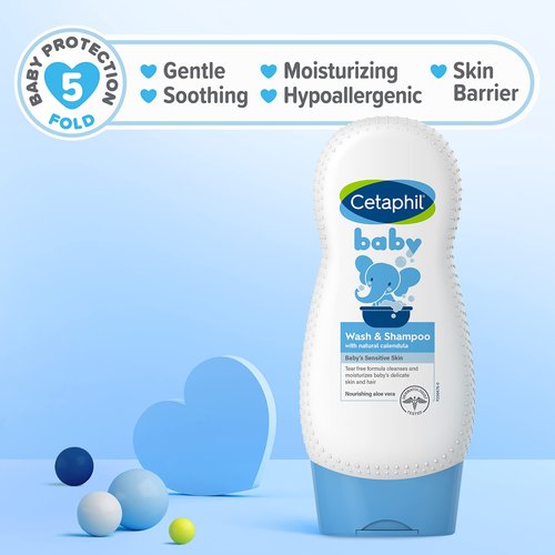 Cetaphil Baby Shampoo and Body Wash with Organic Calendula, 7.8 Fl Oz, Hypoallergenic, Tear Free, Soap Free, Ideal for Everyday Use