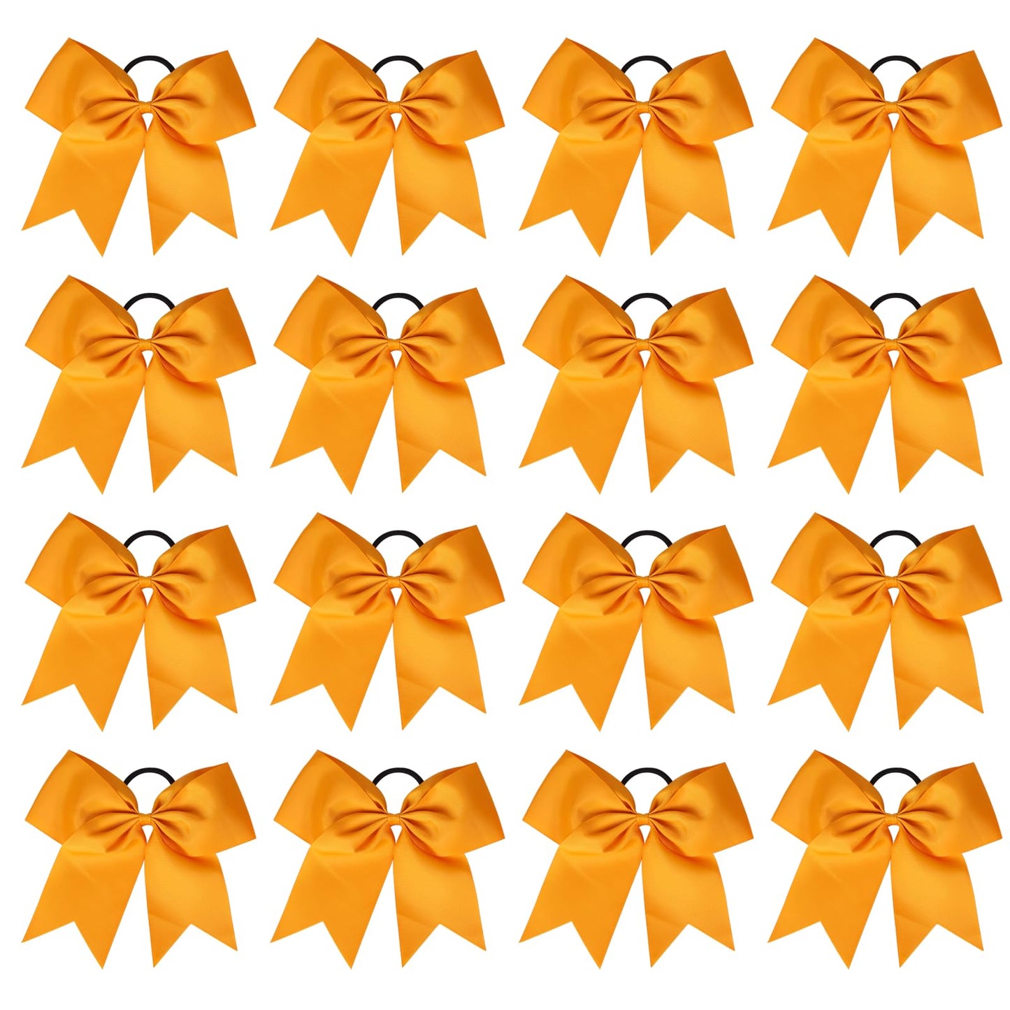 chiduerm 16Pcs Cheerleading Bows 8 Inch Large Cheer Hair Bows Grosgrain Ribbon Elastic Bands Handmade Ponytail Holder for Cheerleading Girls School College Sports (gold)