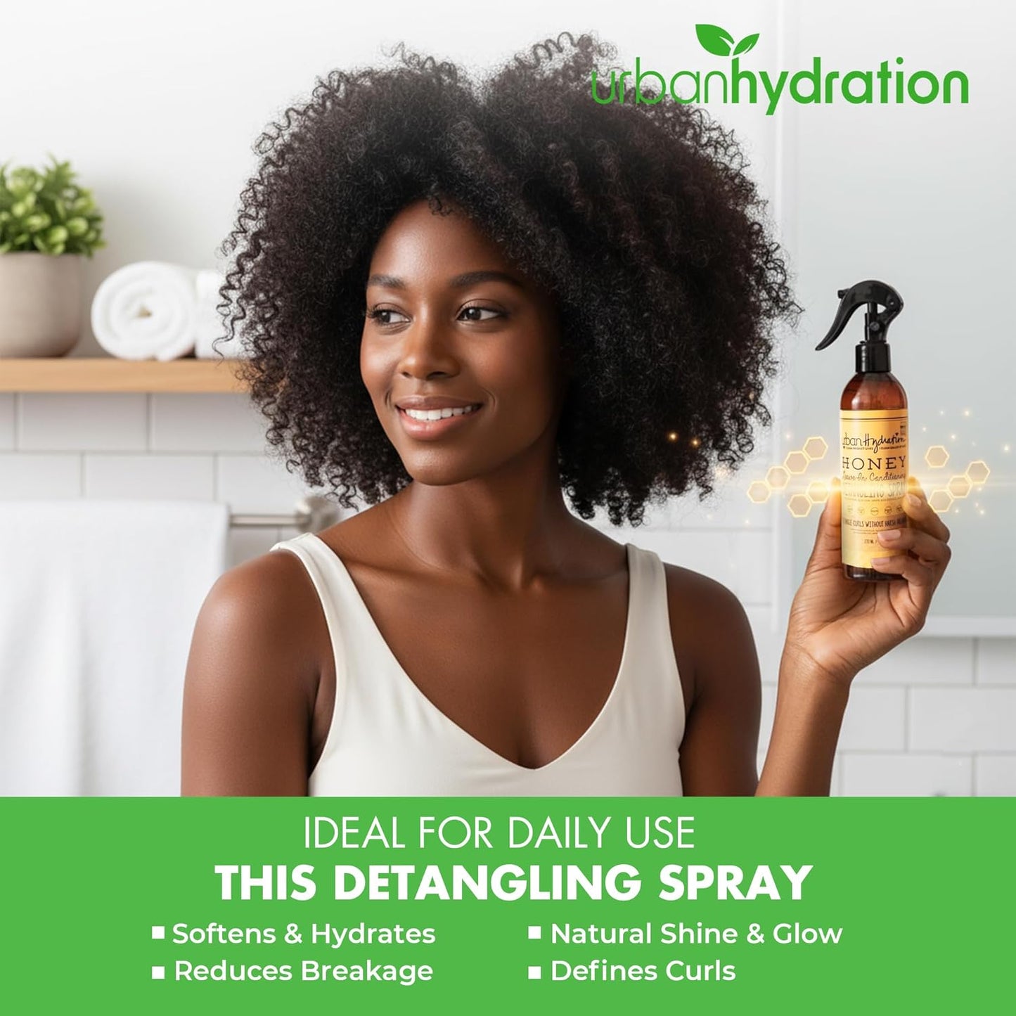 Urban Hydration Honey Hair Detangler - Sulfate & Paraben Free, Prevents Breakage & Tames Frizz | 9.1 Fl Oz