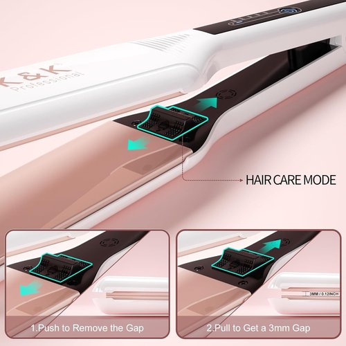 K&K 2.25 Inch Flat Iron Hair Straightener - Professional Extra Wide Ceramic Tourmaline Plates for Thick Hair