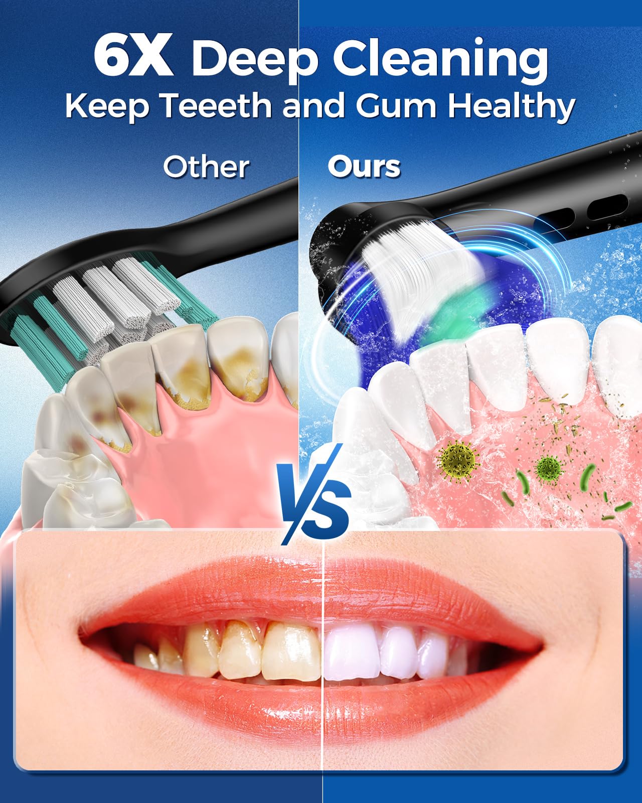 TEETHEORY Rotating Electric Toothbrush for Adults with 8 Brush Heads (2 Types), 4 Modes Deep Clean Electric Toothbrush with Rechargeable Power and 2 Min Smart Timer