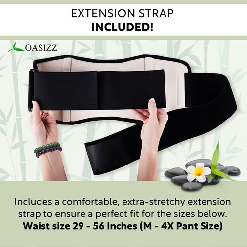 OASIZZ Premium Reusable Castor Oil Pack Wrap for Stomach (5-Piece, 29-56", Black) - Plush 100% Double-Brushed Cotton Flannel Interior Layers, Dark Fabric Hides Stains, Leak-Resistant Adjustable Design