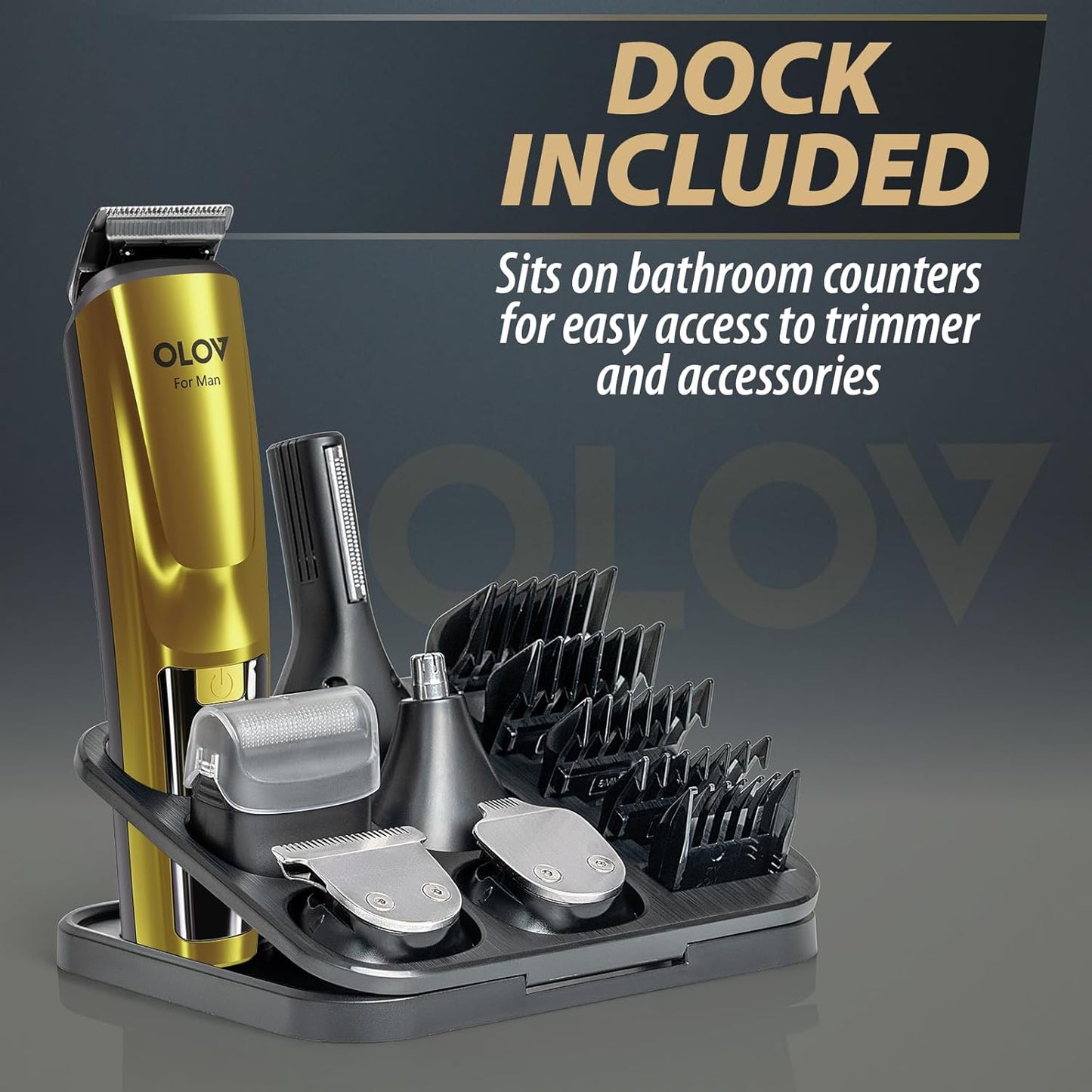 Skiennix Beard Trimmer - 21-Piece Men's Grooming Kit | Cordless Rechargeable Electric Razor in Gold