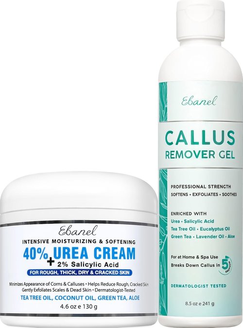 Ebanel Professional Callus Remover Set - Urea Cream 40% & Salicylic Acid 2% for Soft Feet | Exfoliating Gel
