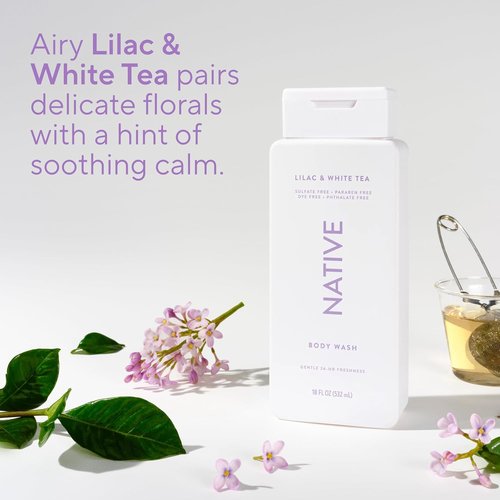 Native Body Wash - Naturally Derived Ingredients for Soft, Hydrated Skin | Lilac & White Tea, 18 oz