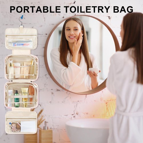 TOPEAST Gifts for Girls Women - 8 9 10 11 12 13 14 15 16 17 Year Old Girls Birthday Gifts, Initial Hanging Toiletry Bag & Makeup Bag, Travel Cruise Essentials, Pink A