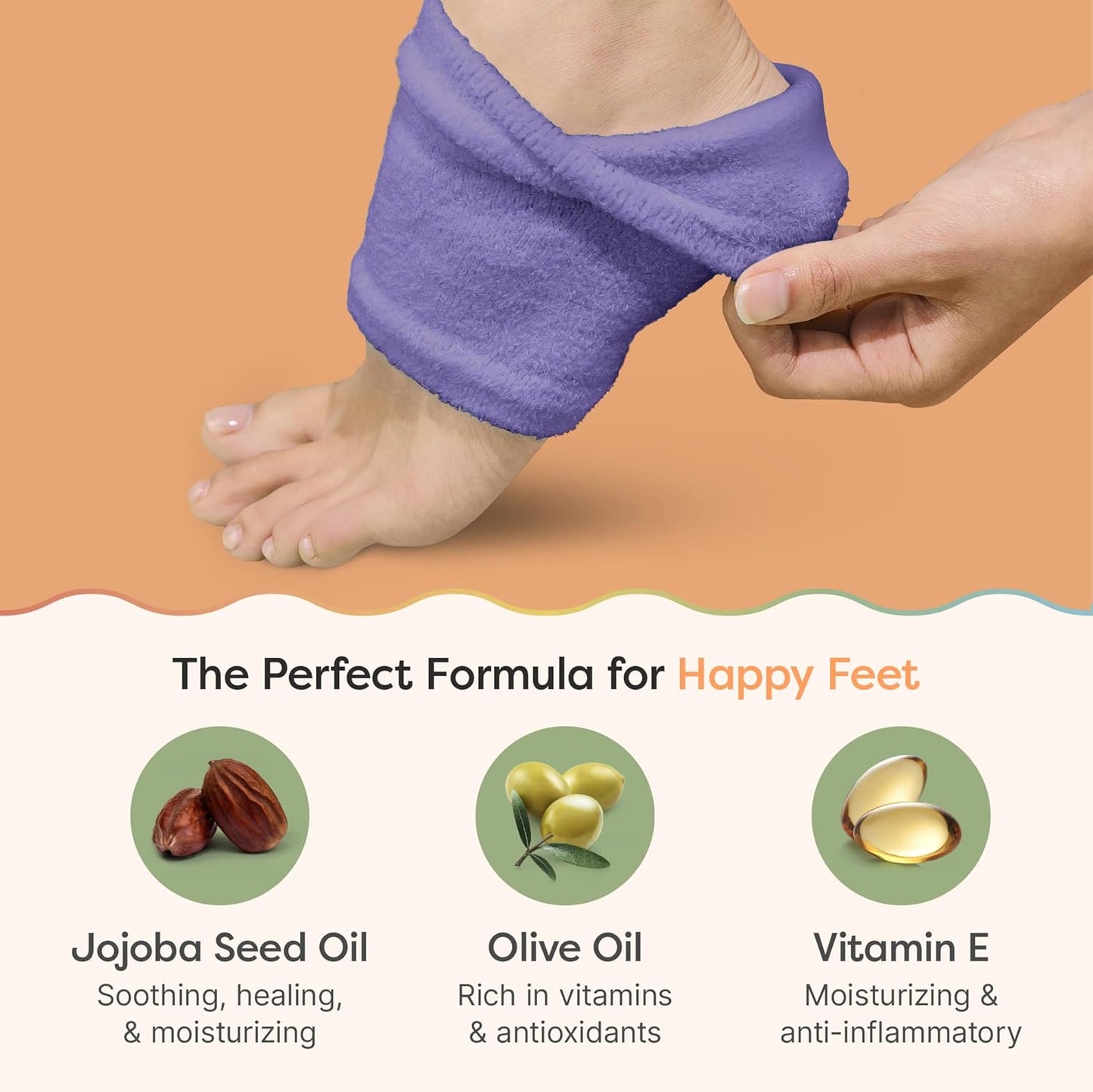 ZenToes Moisturizing Heel Socks - Cracked Heel Treatment with Vitamin E & Olive Oil | Fuzzy Lilac Purple, Regular Size