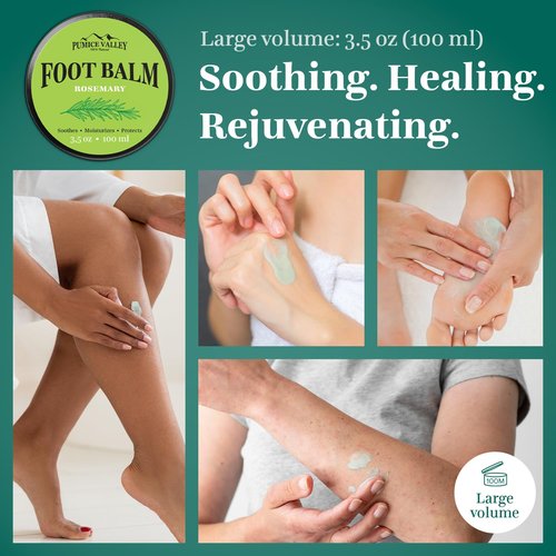 Pumice Valley Foot Balm - Natural Moisturizer for Dry, Cracked Heels & Calluses | 3.5 Oz Rosemary Cream