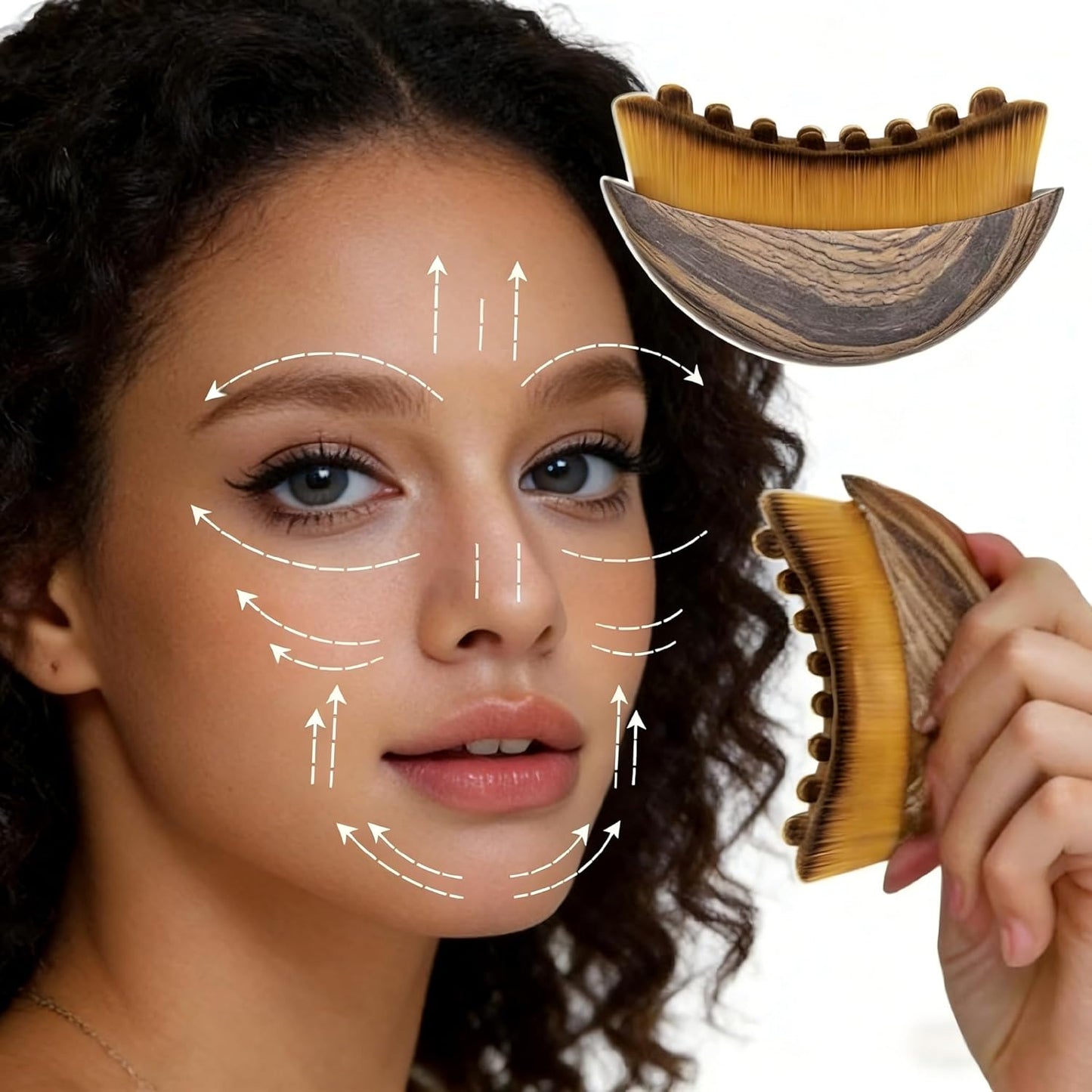 Skiennix Lymphatic Contour Face Brush Set - Sculpting & Detox for Anti-Puffiness | Travel-Friendly Design