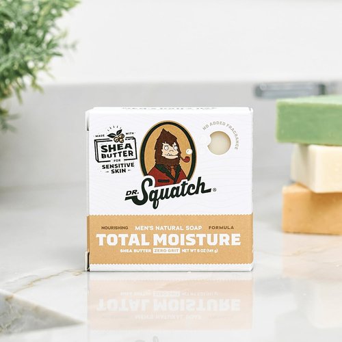 Dr. Squatch Total Moisture Bar Soap - Natural, Fragrance-Free, Plant-Based | 5oz (3-Pack) for Sensitive Skin