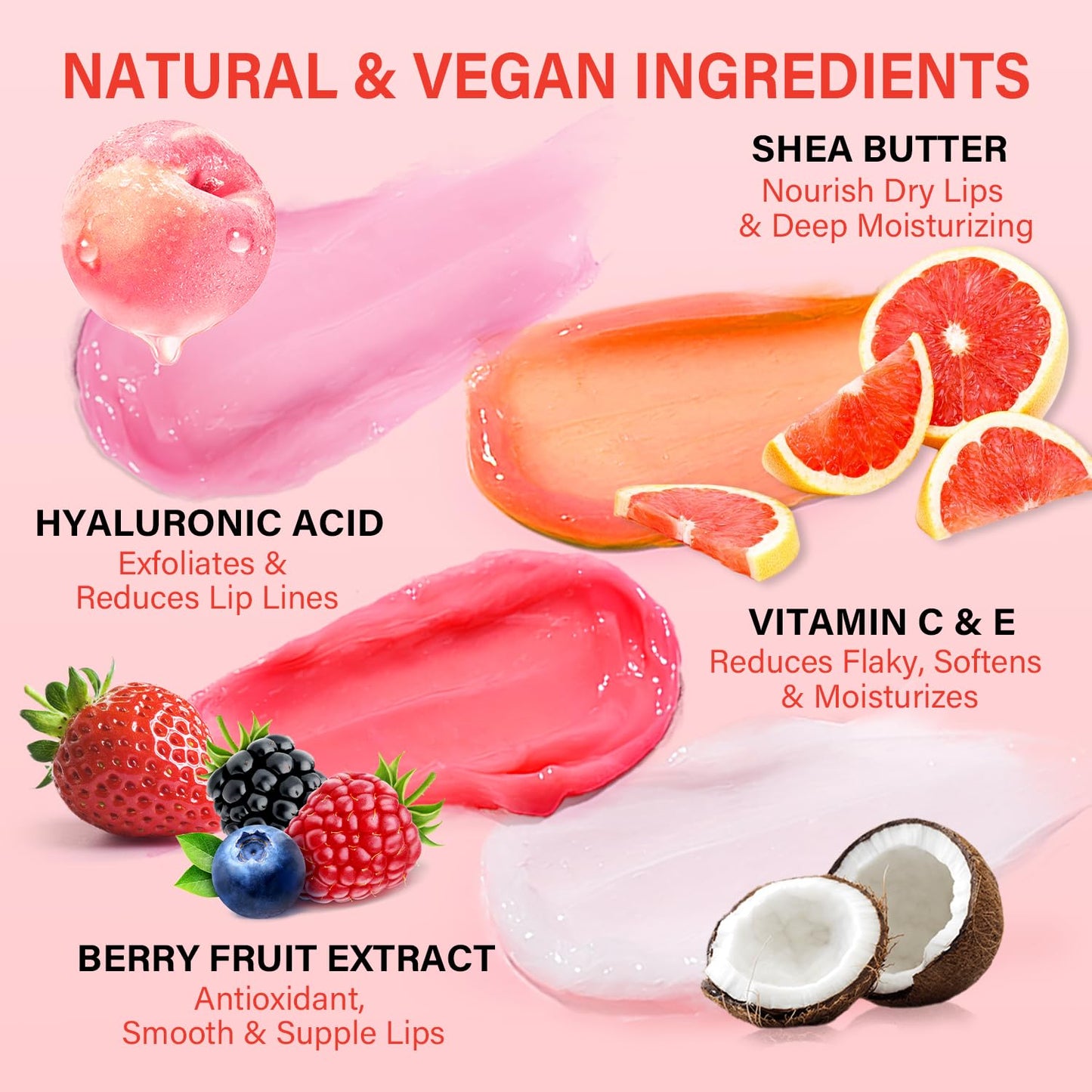 Skiennix Lip Mask Set - 4 Pcs Overnight Hydrating Lip Care with Shea Butter & Hyaluronic Acid