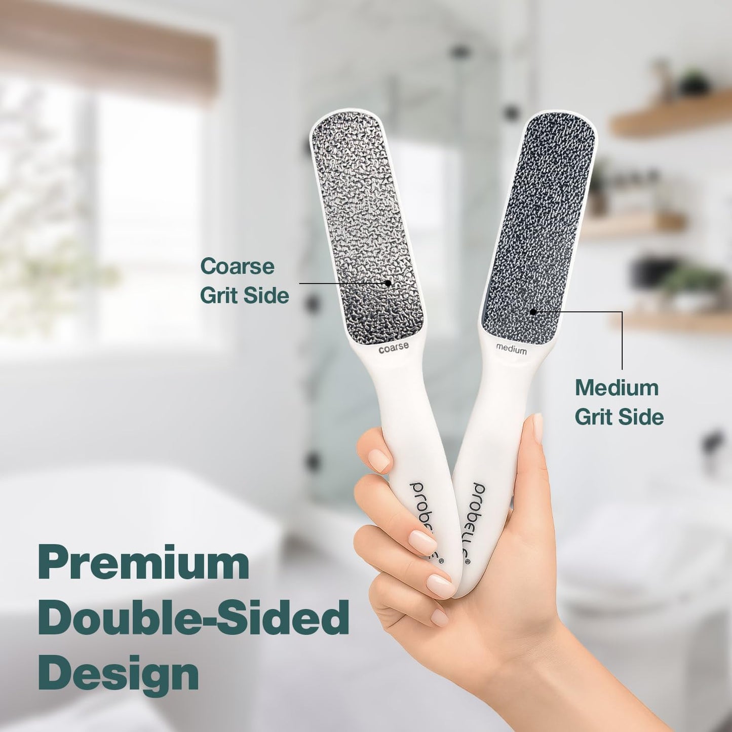 Probelle Double Sided Multidirectional Nickel Foot File Callus Remover - Immediately Reduces calluses and Corns to Powder for Instant Results, Safe Tool (Dark Grey)