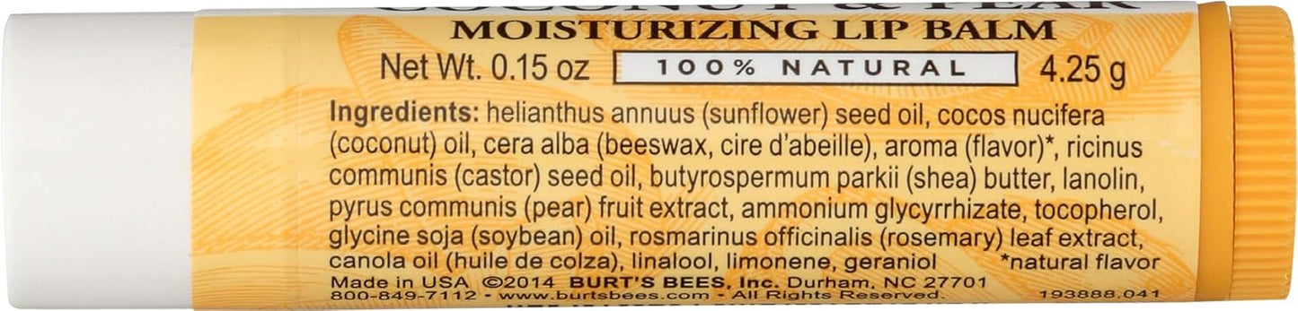 Burt's Bees Lip Balm - Coconut & Pear Flavor | Moisturizing 0.15 Oz Hydrating Formula