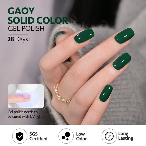 GAOY Green Gel Nail Polish, 16ml Soak Off Gel Polish, UV Light Cure for Nail Art DIY Manicure at Home, 2477 Emerald Green