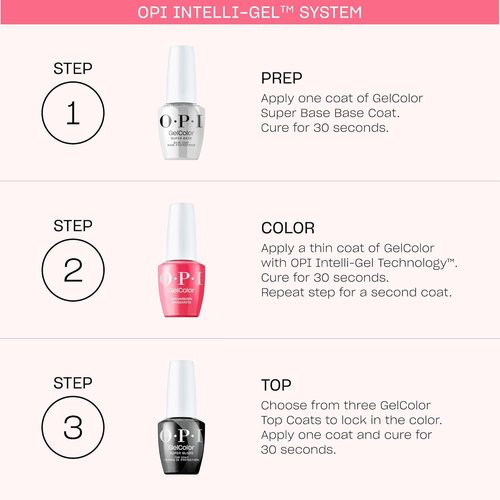 OPI GelColor Base & Top Coats - Strong Adhesion & High Shine Finish | 0.5 Fl Oz | Vegan & HEMA Free