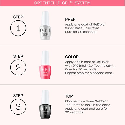 OPI GelColor Super Gloss No Wipe Top Coat | LED Cure Gel Nail Polish with High Shine Finish | For Nail Art & Chrome Powder Looks | Protects Color & Prevents Chipping | 0.5 Fl Oz