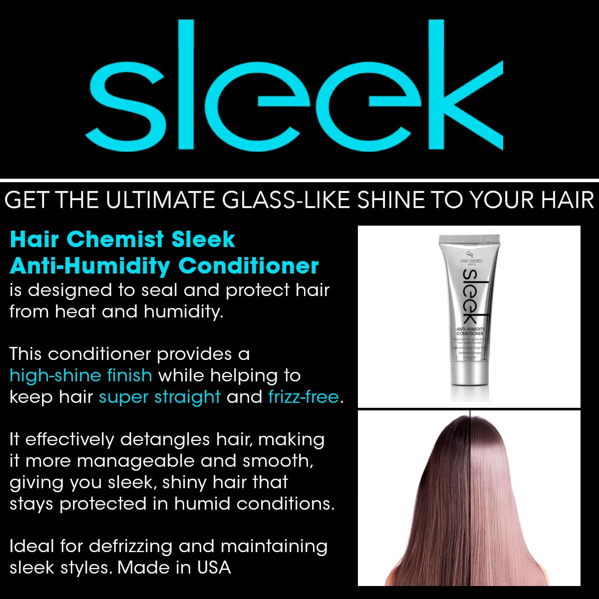 Hair Chemist SLEEK Anti-Humidity Conditioner - Defrizzing Formula for Dry, Frizzy Hair | 8 oz.