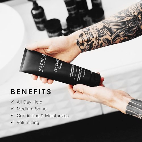 Pacinos Styling Gel - Medium Shine & All-Day Hold | Conditions, Moisturizes & Adds Volume - 8 fl. Oz