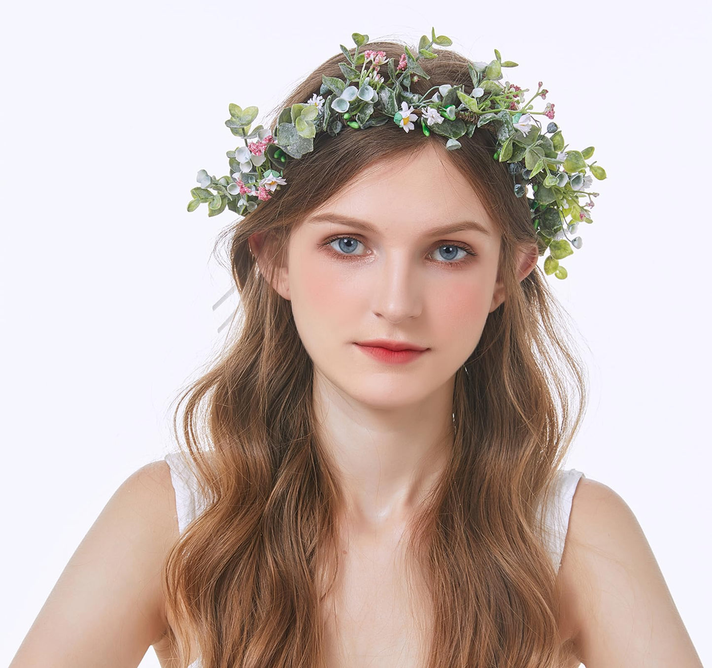 LLinfflr Fairy Floral Crown Even Headband Flower Headpiece Woodland Forest Circlet for Women Girls Bridal Wedding Prom Halloween Renaissance Cosplay Photo