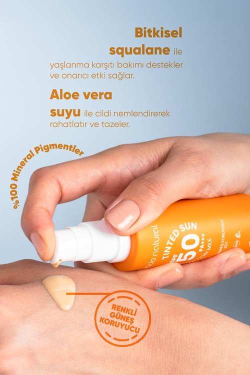 Bade Natural Tinted Mineral Sunscreen SPF 50 - Lightweight Zinc Oxide Facial Milk for UVA/UVB Protection - 1 Fl Oz