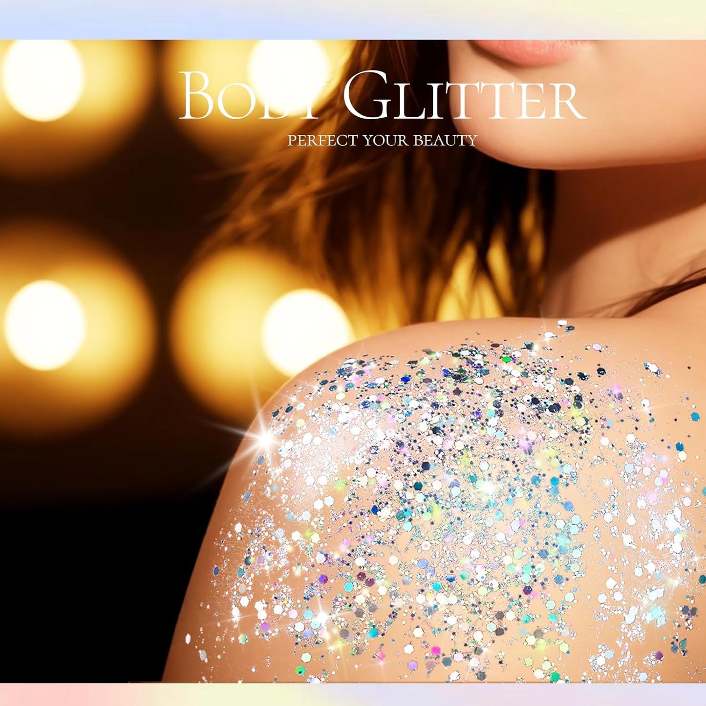 Teenitor Body Glitter Gel - Holographic Chunky Makeup for Face, Hair & Eyes - Silver