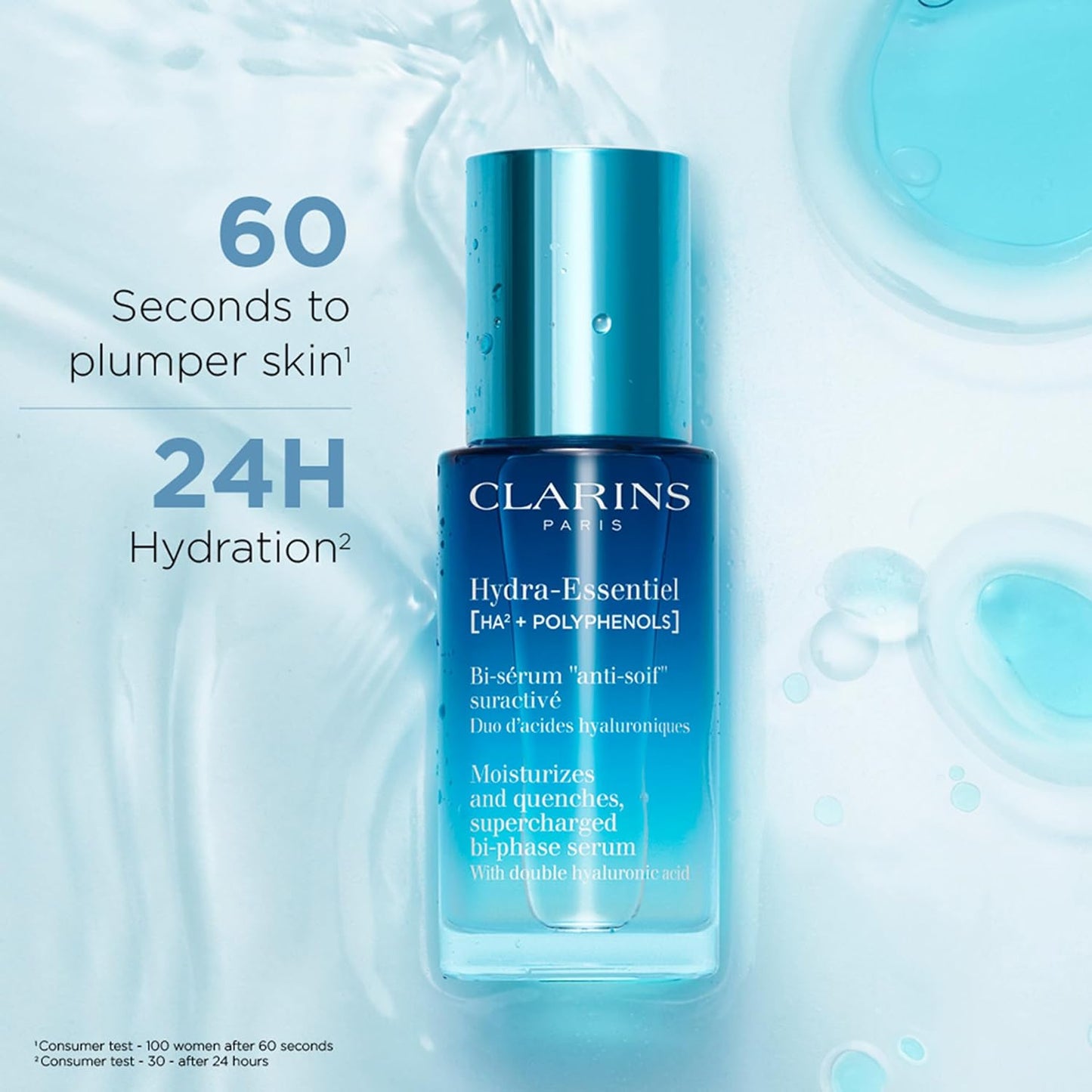 Clarins Hydra-Essentiel Bi-Phase Face Serum - Intense Hydration for Plumper Skin | 1 Fl Ounce