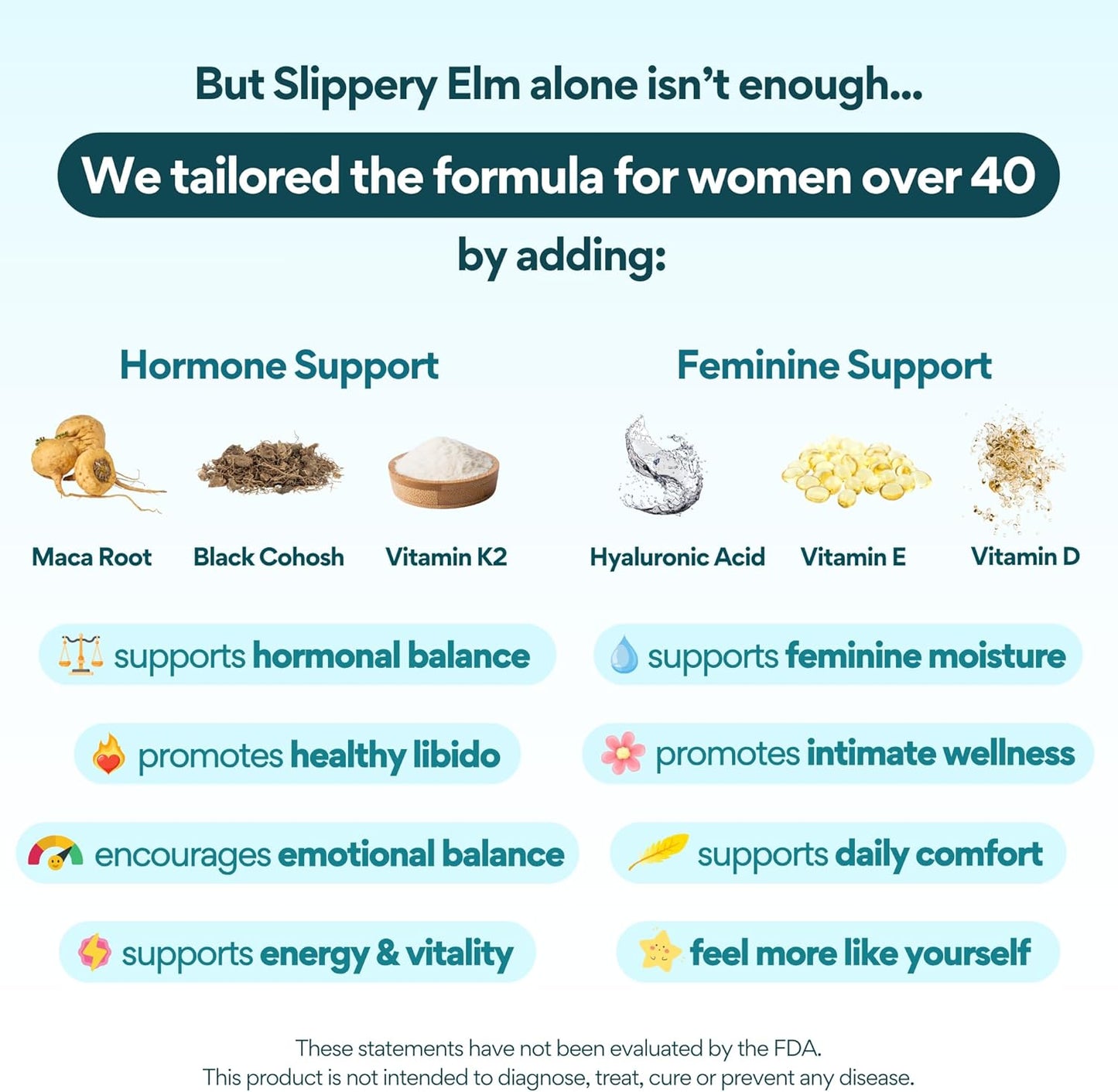VoomVaya Vaginal Moisturizer - Slippery Elm Relief for Women Over 40 | 60 Capsules for Dryness Support