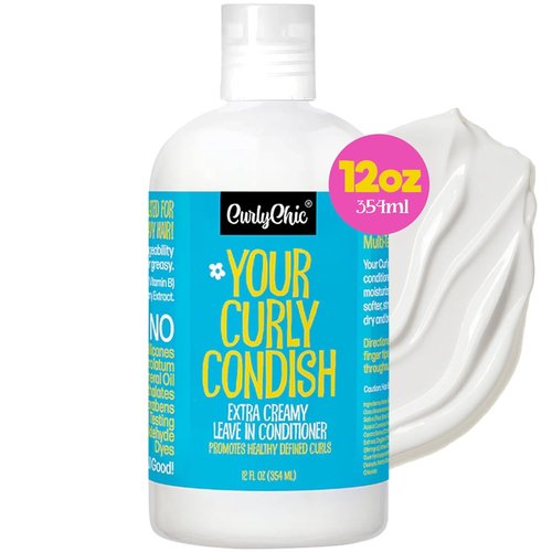 CurlyChic Leave-In Conditioner - Extra Creamy Formula for Intense Moisturizing & Frizz Control | 12 fl oz