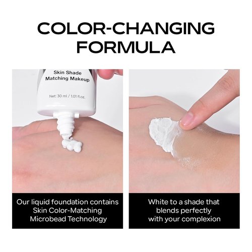 KYDA Color Changing Foundation - Skin Tone Matching Liquid Makeup for All Skin Tones | Medium to Full Coverage, Hydrating Formula #200